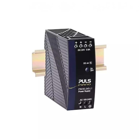 Functional Devices DC Power Supply, 100 to 240V AC, 24V DC, 90W, 3.8A, DIN Rail PULS-PIM90-245-L1